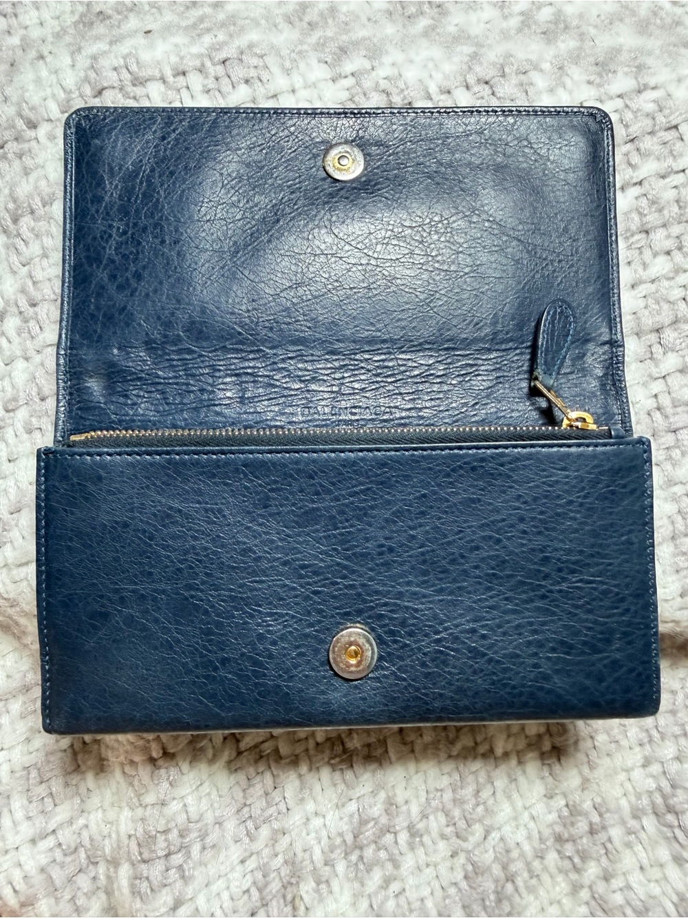 Authentic BALENCIAGA Anthracite Lambskin Leather Classic Money Wallet - Picture 8 of 16